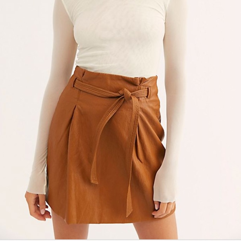 Free People Faux Leather Payton Paperbag Skirt